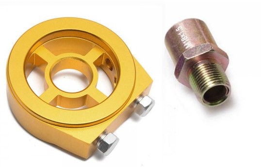 картинка Проставка под масляный фильтр для подключения датчиков, золотая магазин  StreetTuning 