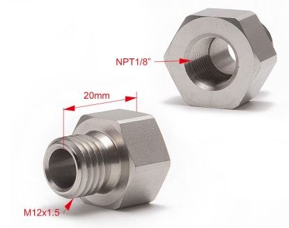 картинка Переходник под сенсор температуры M12x1.5 - 1 / 8NPT магазин  StreetTuning 