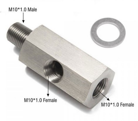 картинка Адаптер под сенсор температуры/давления масла, резьба - папа M10, мама M10, мама M10 магазин  StreetTuning 