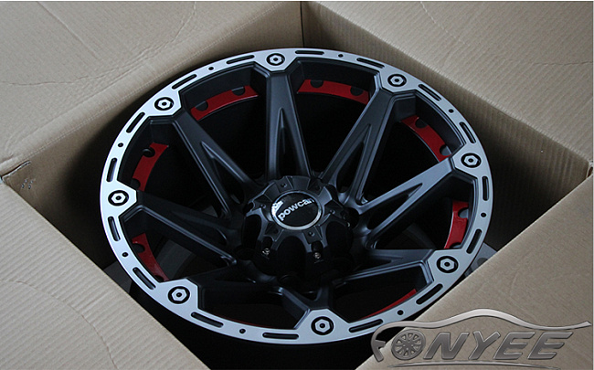картинка Новые диски Formula R17 6x139,7 ET-10 J9 черный мат + красная оконтовка магазин  StreetTuning 