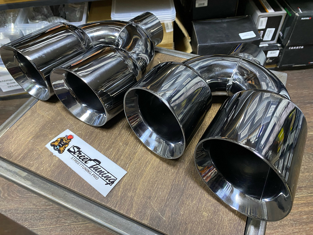 картинка Насадки на глушитель двойные - 2 шт 63 х 102 мм, Hyper Black от магазина  StreetTuning