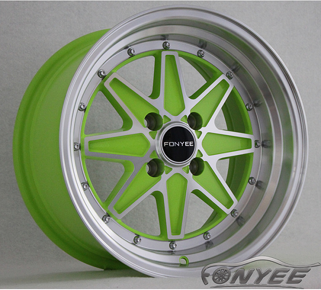 картинка Новые диски SSR Jilba Racing R15 4X100 ET20 J8,25 зеленый + серебро магазин  StreetTuning 