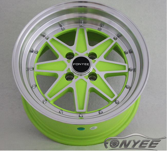 картинка Новые диски SSR Jilba Racing R15 4X100 ET20 J8,25 зеленый + серебро магазин  StreetTuning 