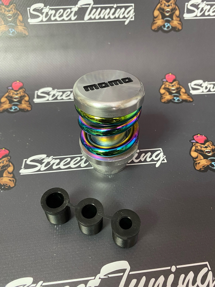 картинка Ручка КПП MOMO Springs в стиле койловера, серебро, пружина неохром от магазина  StreetTuning