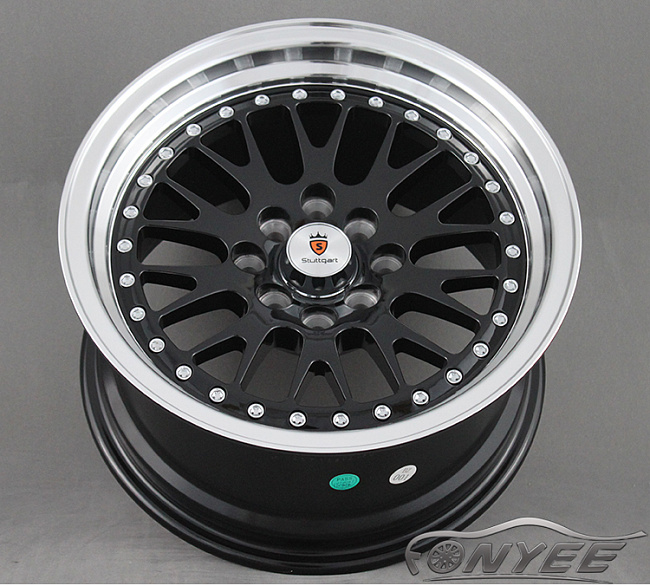 картинка Новые диски ESM 007 R15 4x100-4x114,3 ET20 J8 черный с хром полкой магазин  StreetTuning 