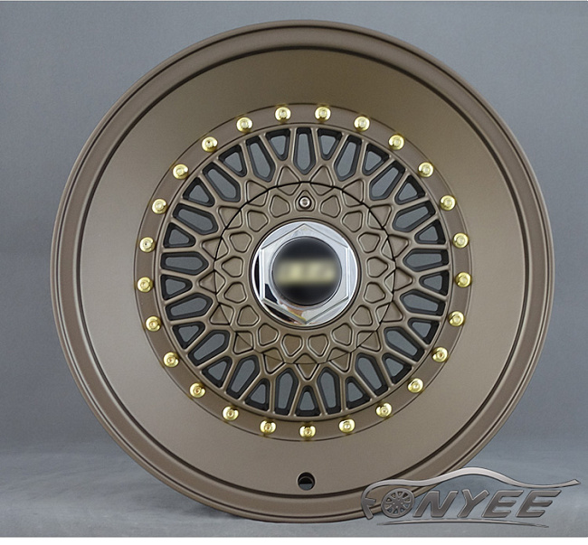 картинка Новые диски BBS RS R16 4X100/4X108 ET25 J8,5 темно золотой глянец + золотые болтики + полированная полка магазин  StreetTuning 