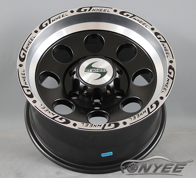 картинка Новые диски GT Wheel R15 6X139,7 ET0 J8 черные с серебристой полкой магазин  StreetTuning 