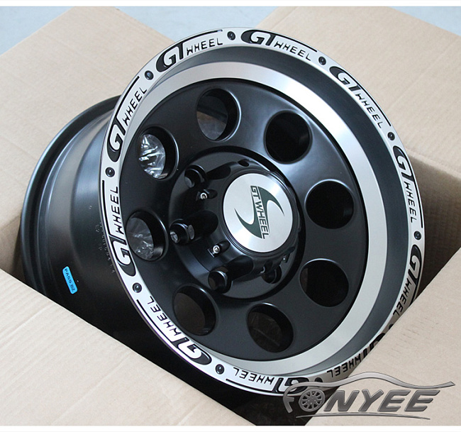 картинка Новые диски GT Wheel R15 6X139,7 ET0 J8 черные с серебристой полкой магазин  StreetTuning 